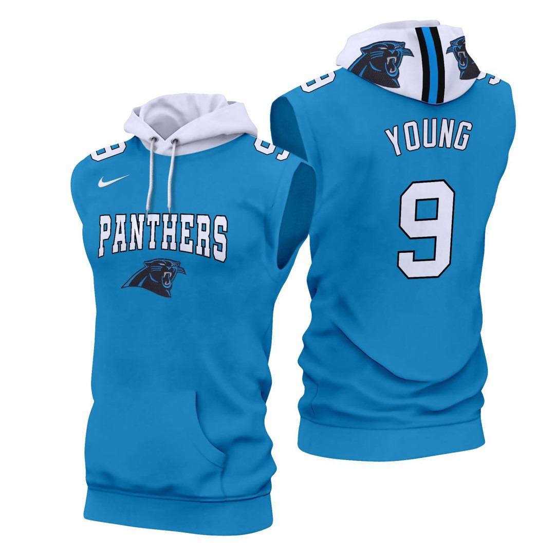 Bryce Young #9 Carolina Panthers Blue Sleeveless Hoodie - All Stitched