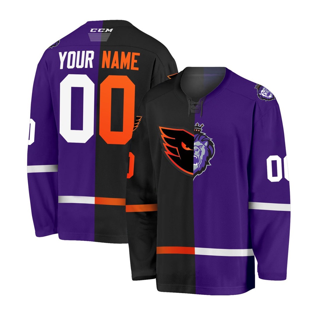 Lehigh Valley Phantoms Mix Reading Royals Split Custom Jersey - All Stitched
