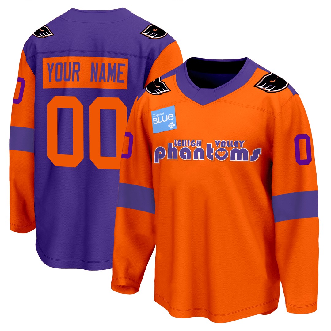 Lehigh Valley Phantoms Hockey Orange Custom Jersey - Print