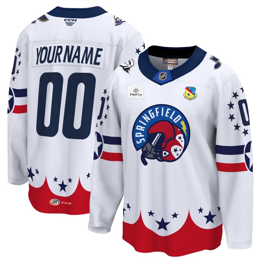 Springfield Thunderbirds White Custom Hockey Jersey - Stitched