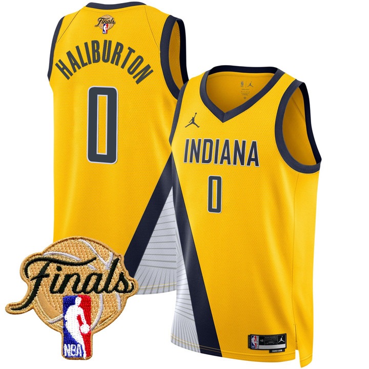Unisex Indiana Pacers #0 Tyrese Haliburton Nike Yellow 2025 NBA Finals Swingman Jersey - Statement Edition