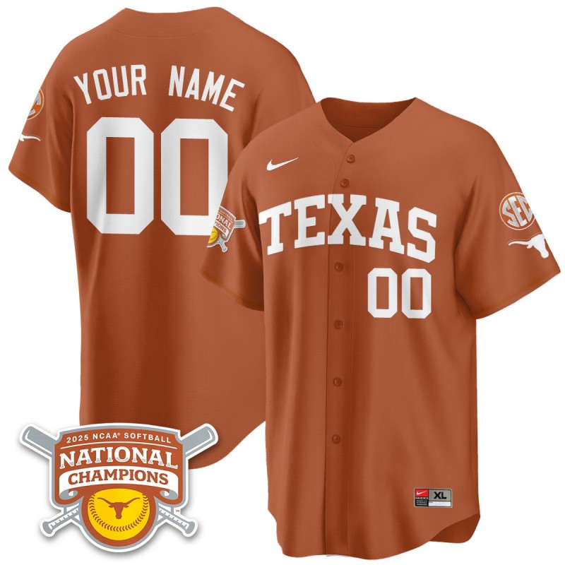 Texas Longhorns Softball Custom Nike Orange 2025 NCAA National Champions Limited Stitched Jersey