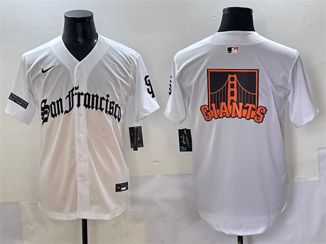 Men's San Francisco Giants Team Big Logo White 'Gothic Fog Edition' Vapor Premier Limited Stitched Baseball Jersey