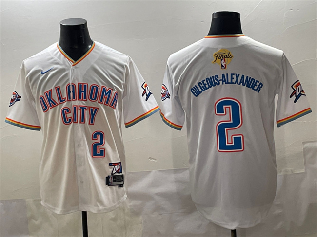 Men's Oklahoma City Thunder #2 Shai Gilgeous-Alexander White 2025 Finals Vapor Stitched Baseball Jersey