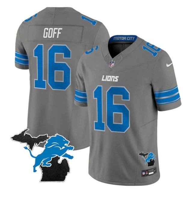 Men's Detroit Lions #16 Jared Goff Grey F.U.S.E. Vapor Limited Stitched Football Jersey