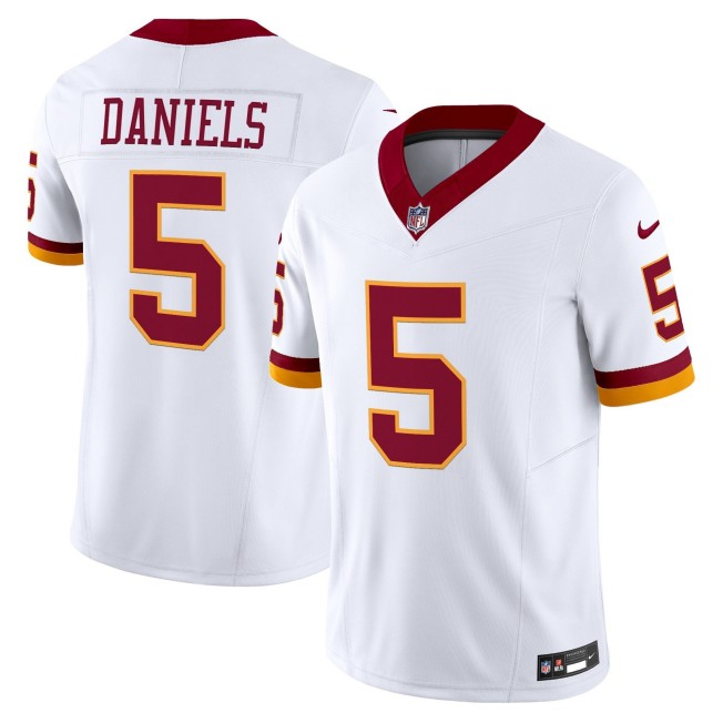 Men's Washington Commanders #5 Jayden Daniels White Throwback Alternate Vapor Limited Stitched Jersey
