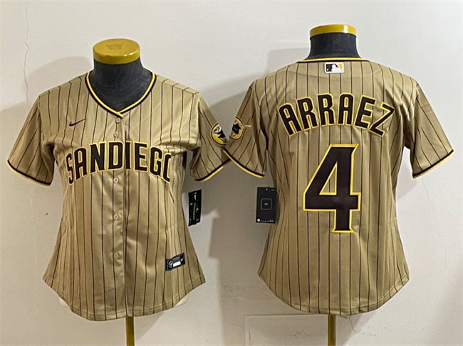 Youth San Diego Padres #4 Luis Arraez Tan Stitched Baseball Jersey
