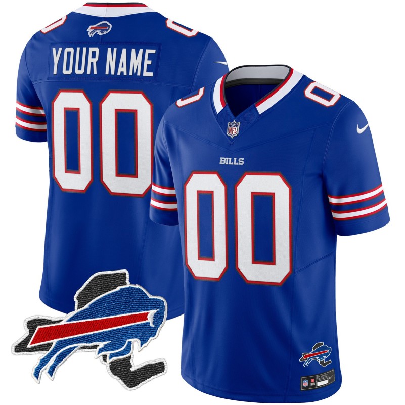 Buffalo Bills Custom Royal 2025 Team with NY State map Patch Vapor Limited Stitched Football Jersey
