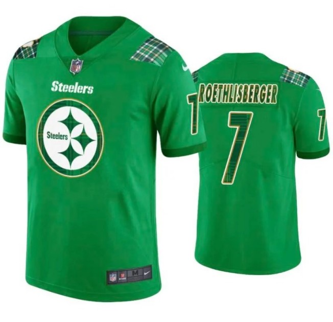 Men's Pittsburgh Steelers #7 Ben Roethlisberger Green Stitched Football Jersey