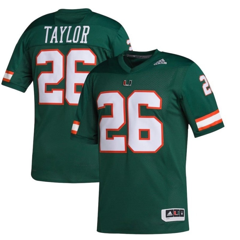 Men's Miami Hurricanes #26 Sean Taylor Green Stitched Football Jersey