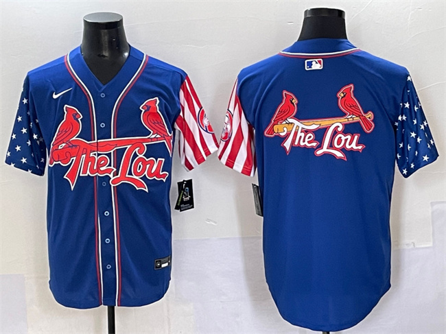 Men's St.Louis Cardinals Team Big Logo Royal Independence Day Vapor Premier Limited Stitched Baseball Jerseys