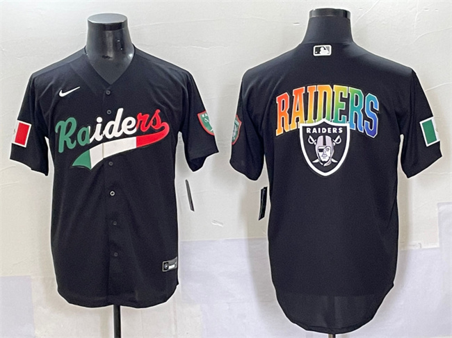 Men's Las Vegas Raiders Team Big Logo Black Mexico Cool Base Stitched Baseball Jerseys
