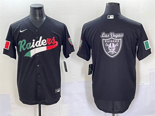 Men's Las Vegas Raiders Team Big Logo Black Mexico Cool Base Stitched MLB Baseball Jersey