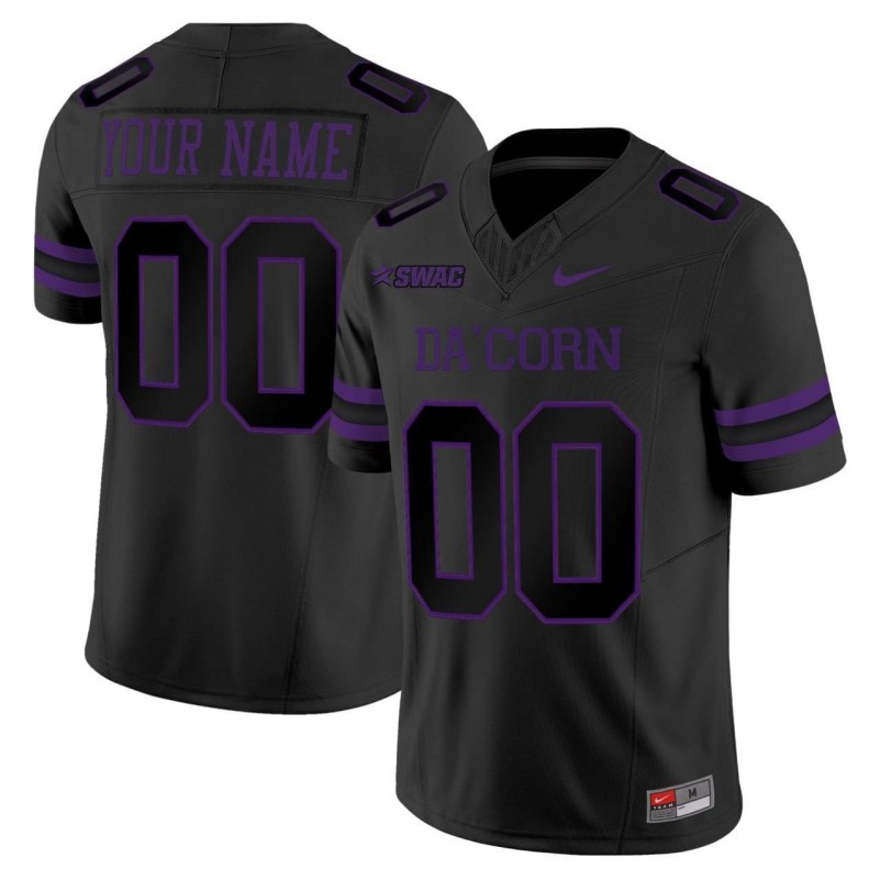Alcorn State Braves Custom Black Purple Nike 2025 Vapor Limited Stitched Football Jersey