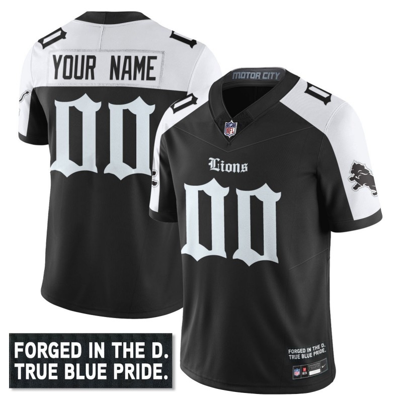 Detroit Lions 'Gothic Motor City Edition' Custom Vapor Limited Stitched Jersey Black White