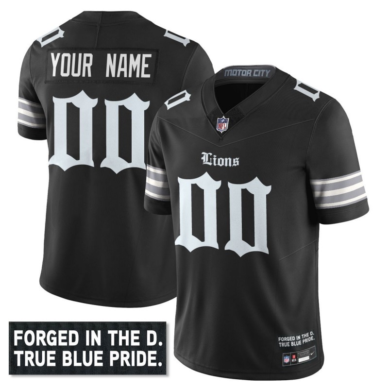 Detroit Lions 'Gothic Motor City Edition' Custom Vapor Limited Stitched Jersey Black
