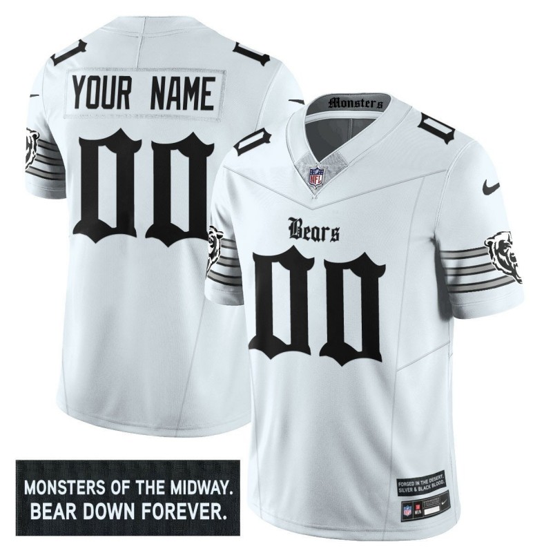 Chicago Bears 'Gothic Monsters Edition' Custom White Vapor Limited Stitched Jersey