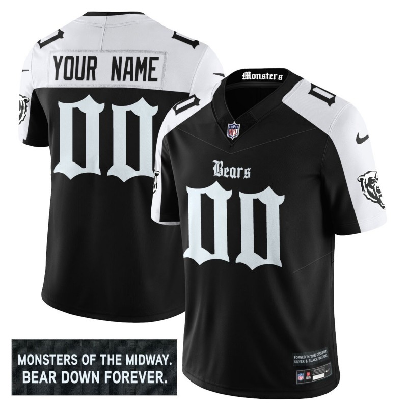 Chicago Bears 'Gothic Monsters Edition' Custom Black White Vapor Limited Stitched Jersey