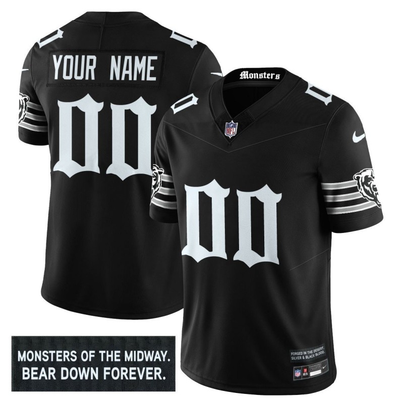 Chicago Bears 'Gothic Monsters Edition' Custom Black Vapor Limited Stitched Jersey