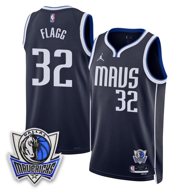 Men's Dallas Mavericks #32 Cooper Flagg Navy Statement Edition 2025 Draft With Patch Swingman Stitched Basketball Jersey