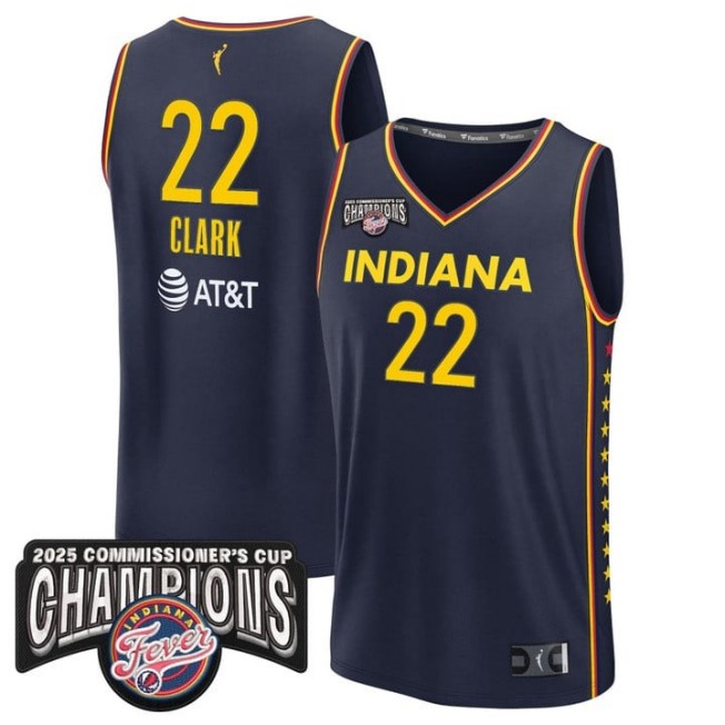 Unisex Indiana Fever #22 Caitlin Clark Navy 2025 WNBA Commissioner's Cup Champions Explorer Edition Fast Break Stitched Jersey