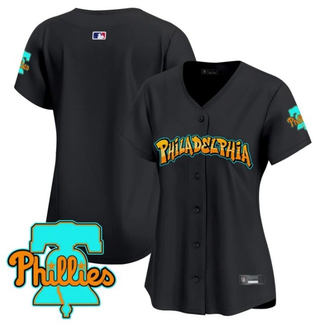 Women's Philadelphia Phillies Blank Black 'Graffiti Broad Street Edition' Limited Stitched Baseball Jersey