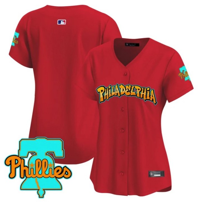 Women's Philadelphia Phillies Blank Red 'Graffiti Broad Street Edition' Limited Stitched Baseball Jersey