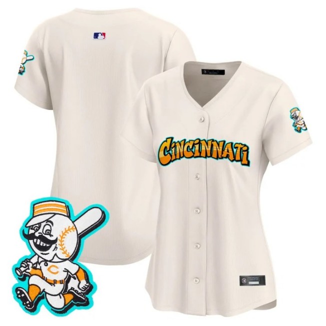 Women's Cincinnati Reds Blank Cream 'Graffiti Queen City Edition' Limited Stitched Baseball Jersey