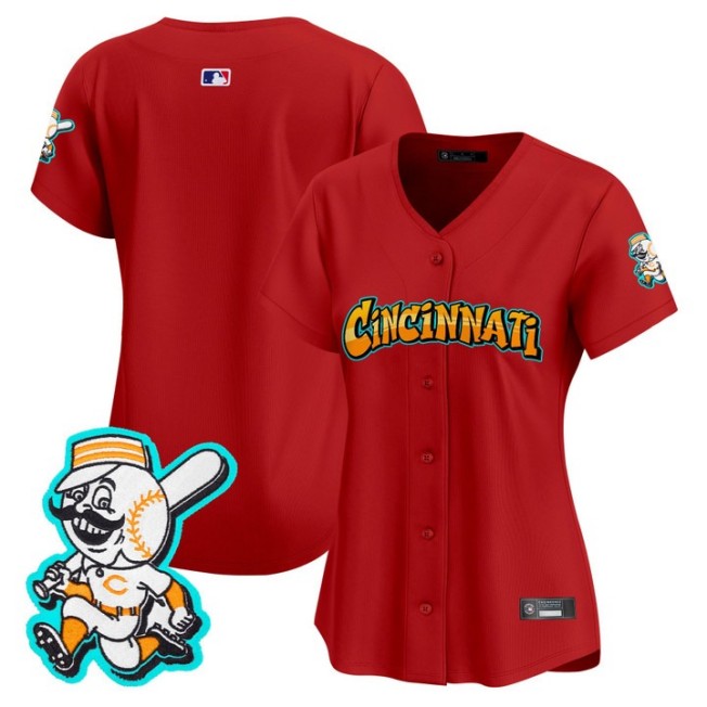 Women's Cincinnati Reds Blank Red 'Graffiti Queen City Edition' Limited Stitched Baseball Jersey