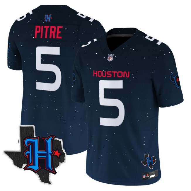 Men's Houston Texans #5 Jalen Pitre 'Space City Edition' Vapor Limited Stitched Football Jersey Navy