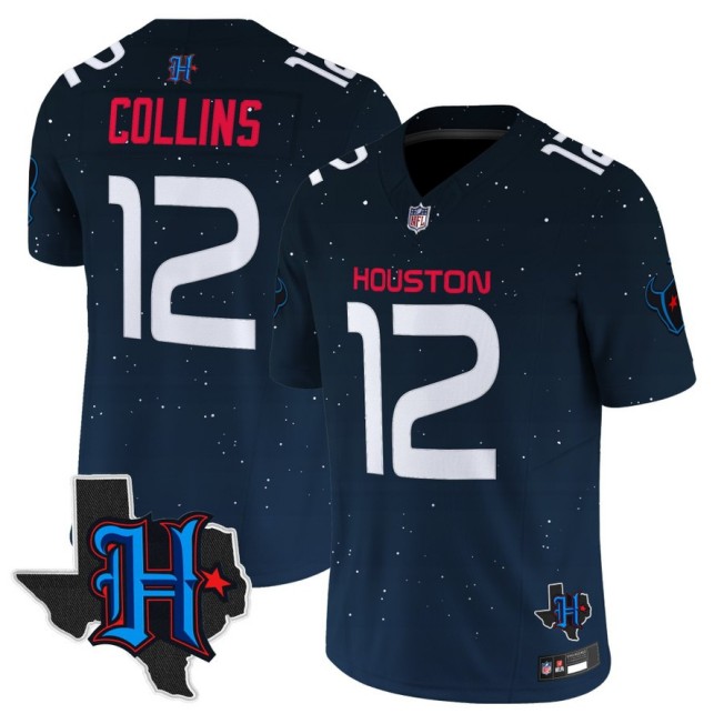 Men's Houston Texans #12 Nico Collins 'Space City Edition' Vapor Limited Stitched Football Jersey Navy