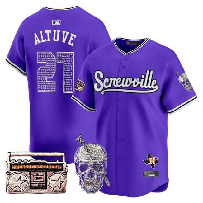 Men's Astros 'DJ Screw' #27 Jose Altuve Purple 2025 Vapor Premier Limited Stitched Baseball Jersey