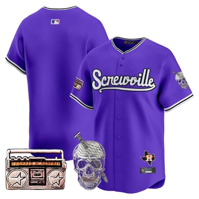 Men's Astros 'DJ Screw' Blank Purple 2025 Vapor Premier Limited Stitched Baseball Jersey
