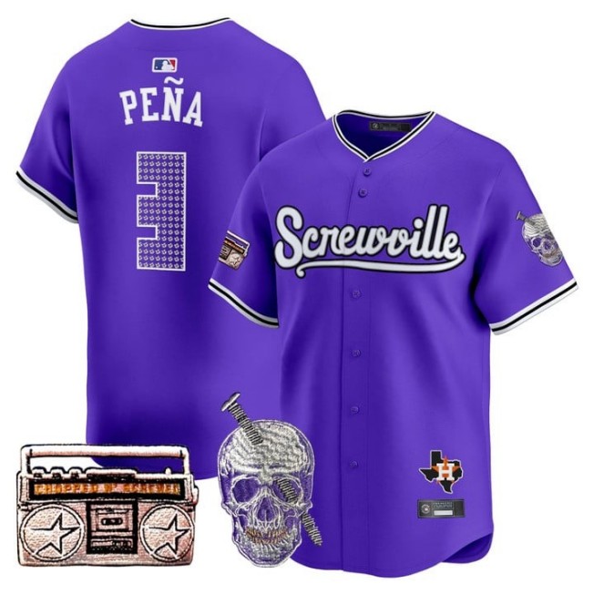 Men's Astros 'DJ Screw' #3 Jeremy Pena Purple 2025 Vapor Premier Limited Stitched Baseball Jersey