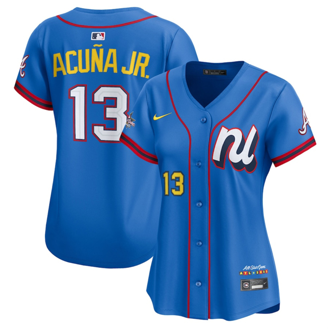 Women's National League #13 Ronald Acuna Jr. Blue 2025 All-Star Edition Limited Stitched Baseball Jersey