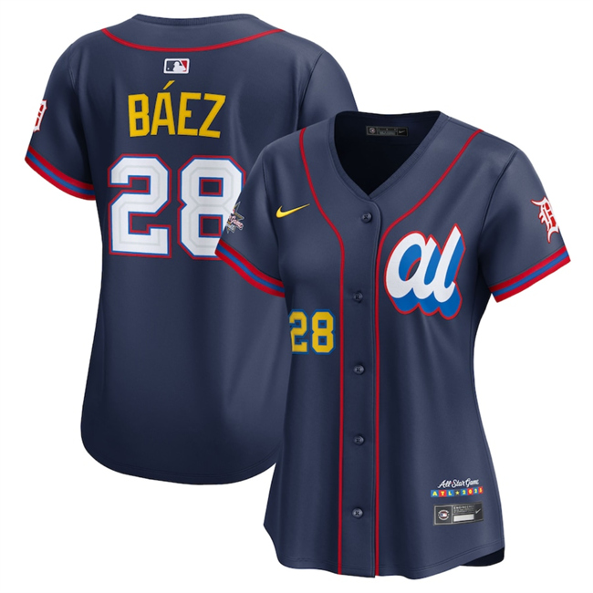 Women's American League #28 Javier Baez Navy 2025 All-Star Edition Limited Stitched Baseball Jersey