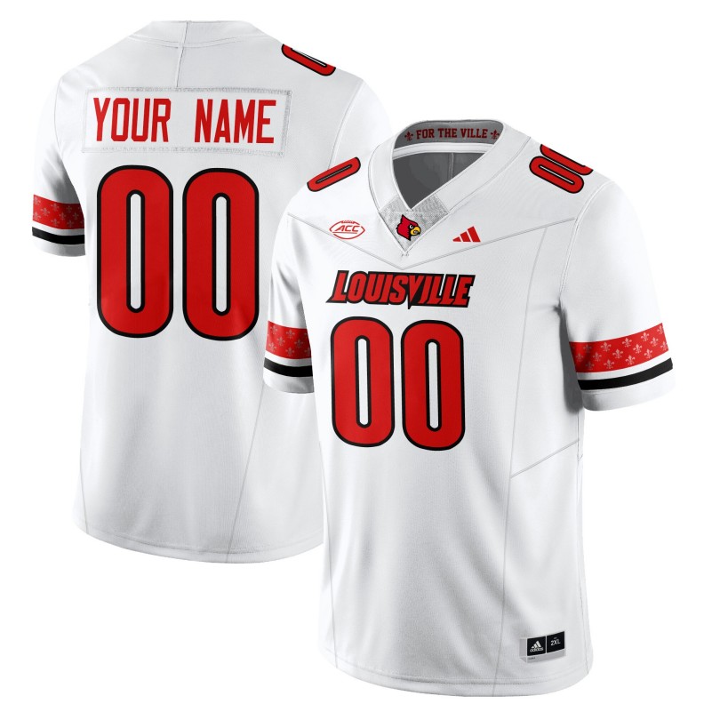 Louisville Cardinals Custom 2025 Vapor Limited Stitched Football Jersey White