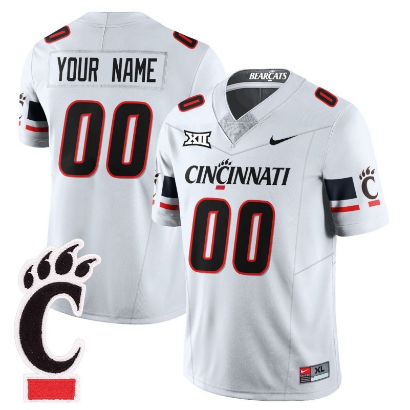 Cincinnati Bearcats Custom 2025 Uniform Stitched Football Jersey White