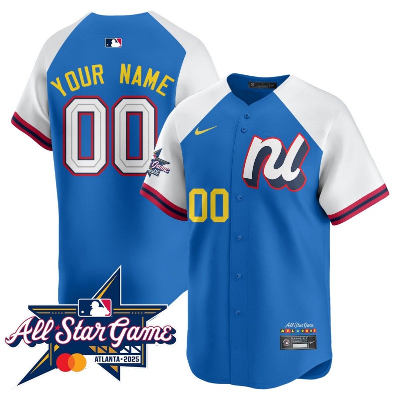 Custom National League 2025 MLB All-Star Limited Stitched Baseball Jersey V2 Blue White Patched