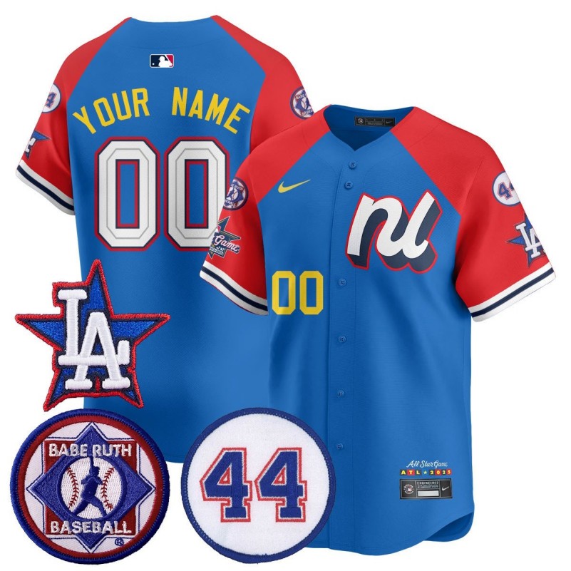 Custom National League 2025 MLB All-Star Limited Stitched Baseball Jersey V3 Blue Red LA