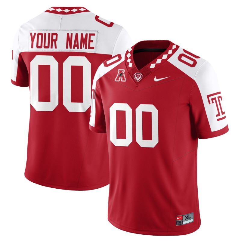 Temple Owls Custom Red White 2025 Nike Vapor Limited Stitched Football Jersey