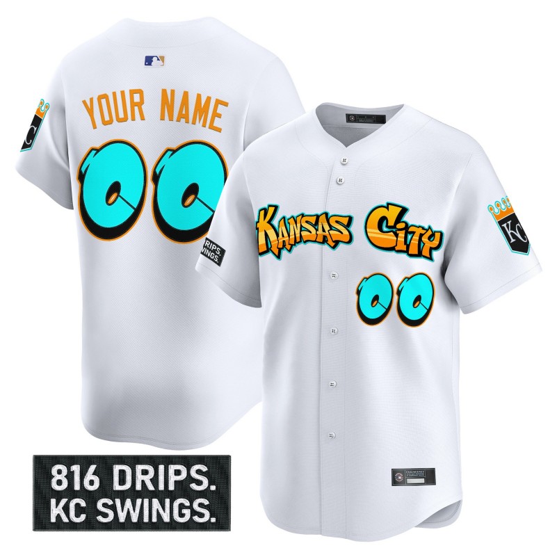 Kansas City Royals 'Graffiti Crown Drop Edition' Custom Vapor Premier Limited Stitched Baseball Jersey - White