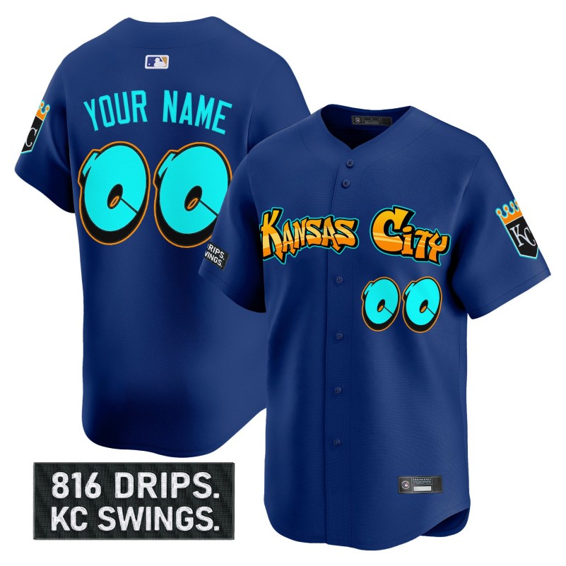 Kansas City Royals 'Graffiti Crown Drop Edition' Custom Vapor Premier Limited Stitched Baseball Jersey - Royal