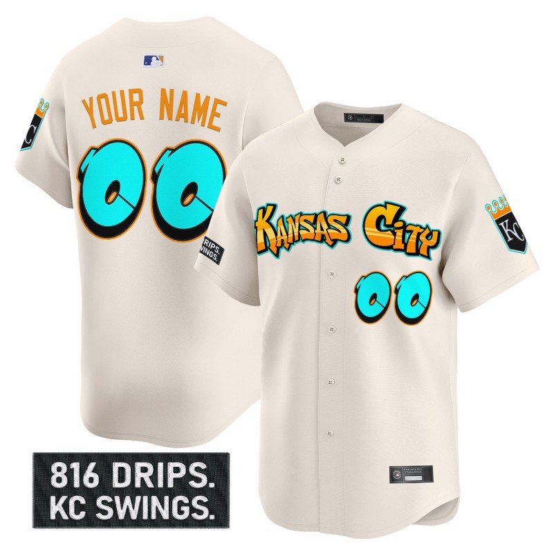 Kansas City Royals 'Graffiti Crown Drop Edition' Custom Vapor Premier Limited Stitched Baseball Jersey - Cream
