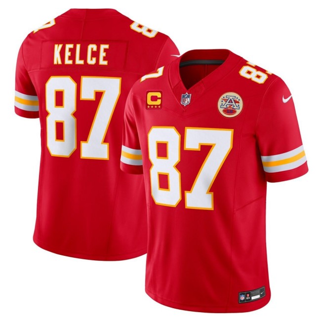 Men's Kansas City Chiefs #87 Travis Kelce Red 4-Star C Patch F.U.S.E. Limited Stitched Jersey