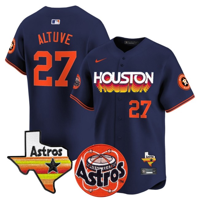 Men's Houston Astros #27 Jose Altuve Navy Limited Stitched Baseball Jersey