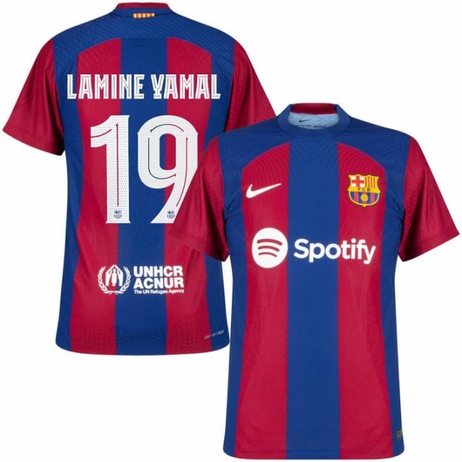Men's FC Barcelona #19 Lamine Yamal 2025 Home Red Nike Soccer Jersey