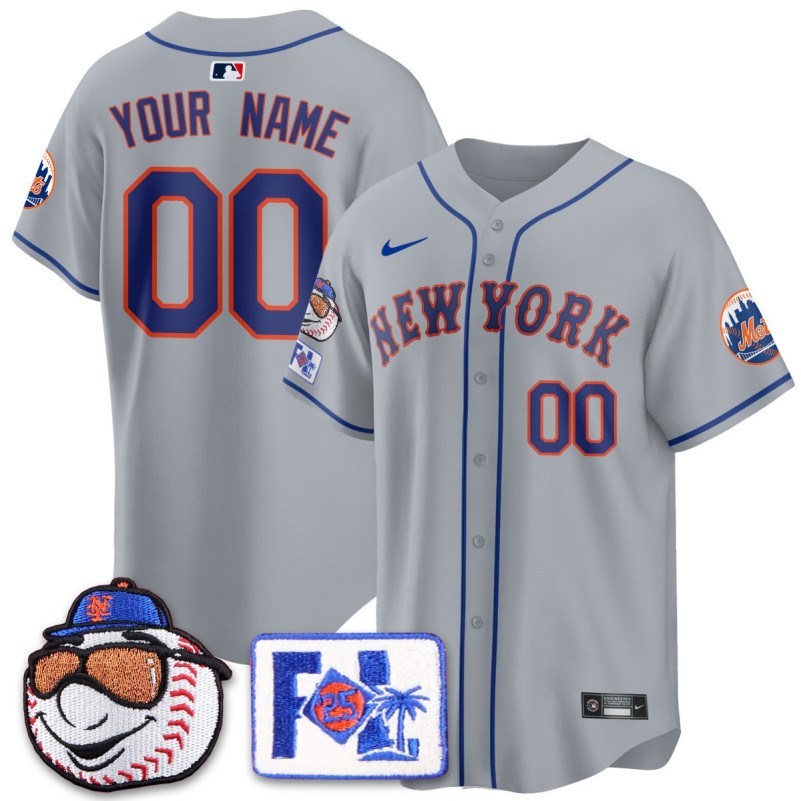 New York Mets Custom Grey Nike 2025 Spring Training Stitched Baseball Jersey