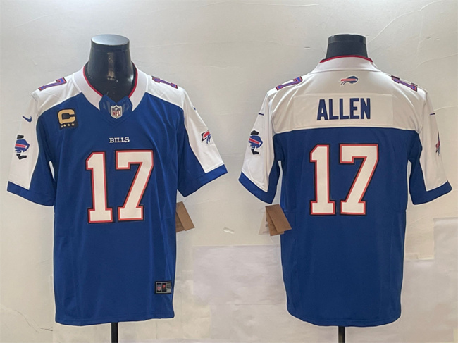 Men's Buffalo Bills #17 Josh Allen Blue White F.U.S.E. With 4-star C Ptach Stitched Football Jersey