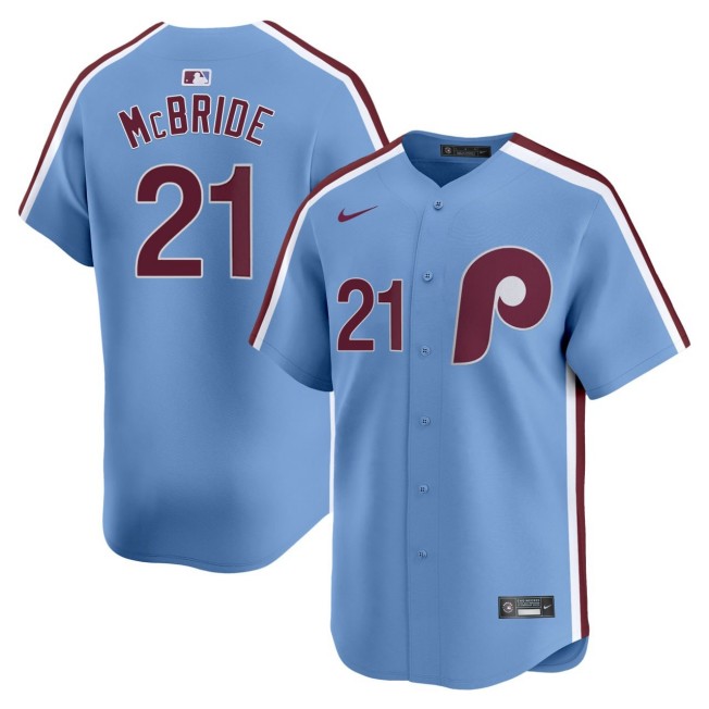 Men's Philadelphia Phillies #21 Bake McBride Nike Light Blue Stitched MLB Jersey